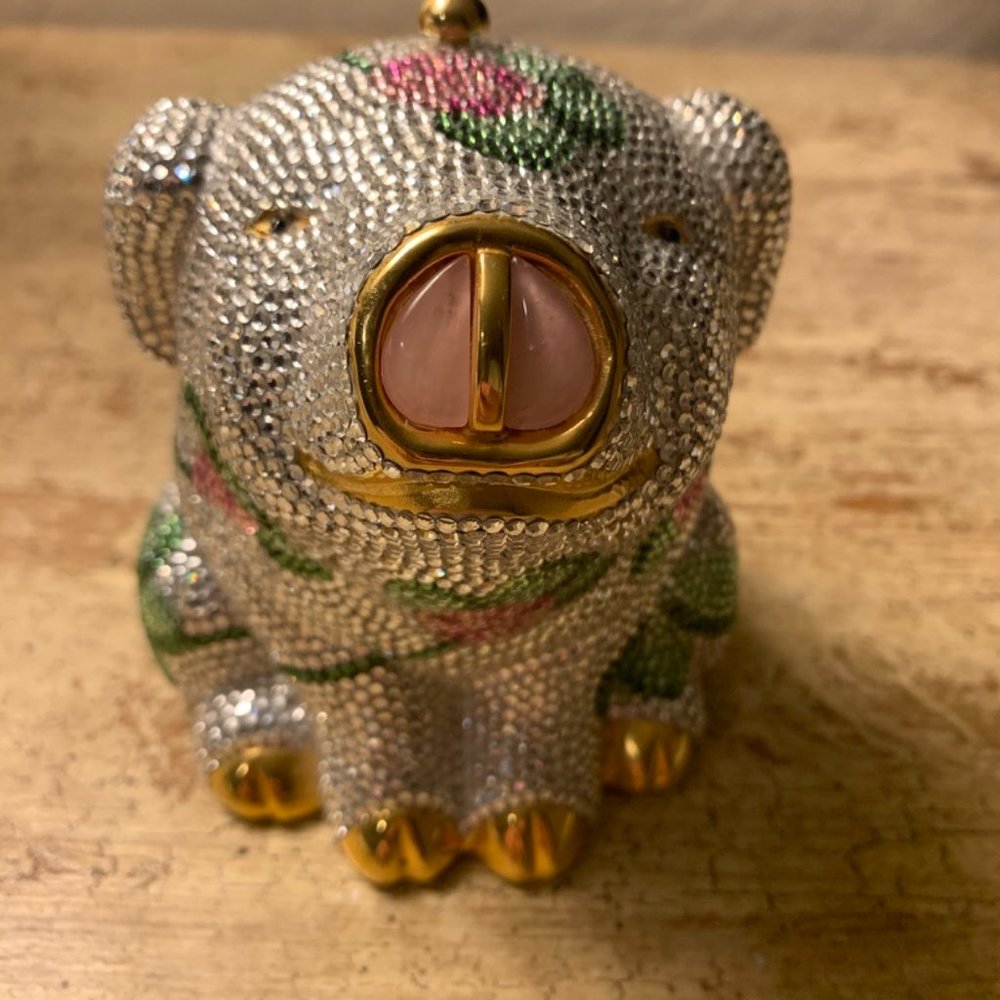 Judith Leiber Floral Pig Minaudiere Evening Bag